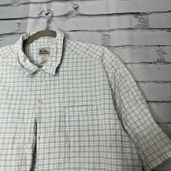 Quiksilver Gray & White Plaid Button‑Up Shirt Sz XL Surfer Streetwear Casual Y2K - Picture 7 of 13